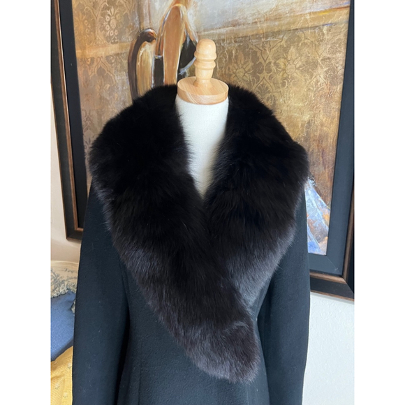 Trigere Jackets & Blazers - Women's Vintage Trigere Wool Fox Fur Coat, Size 8 Black
